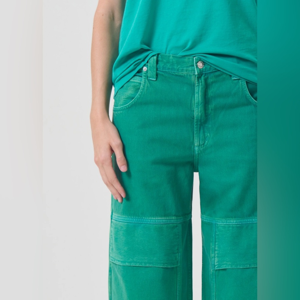 EXCELLENT AGOLDE TANIS UTILITY CARGO JEANS, AIR FRESHENER GREEN, SIZE 32 - Picture 5 of 14